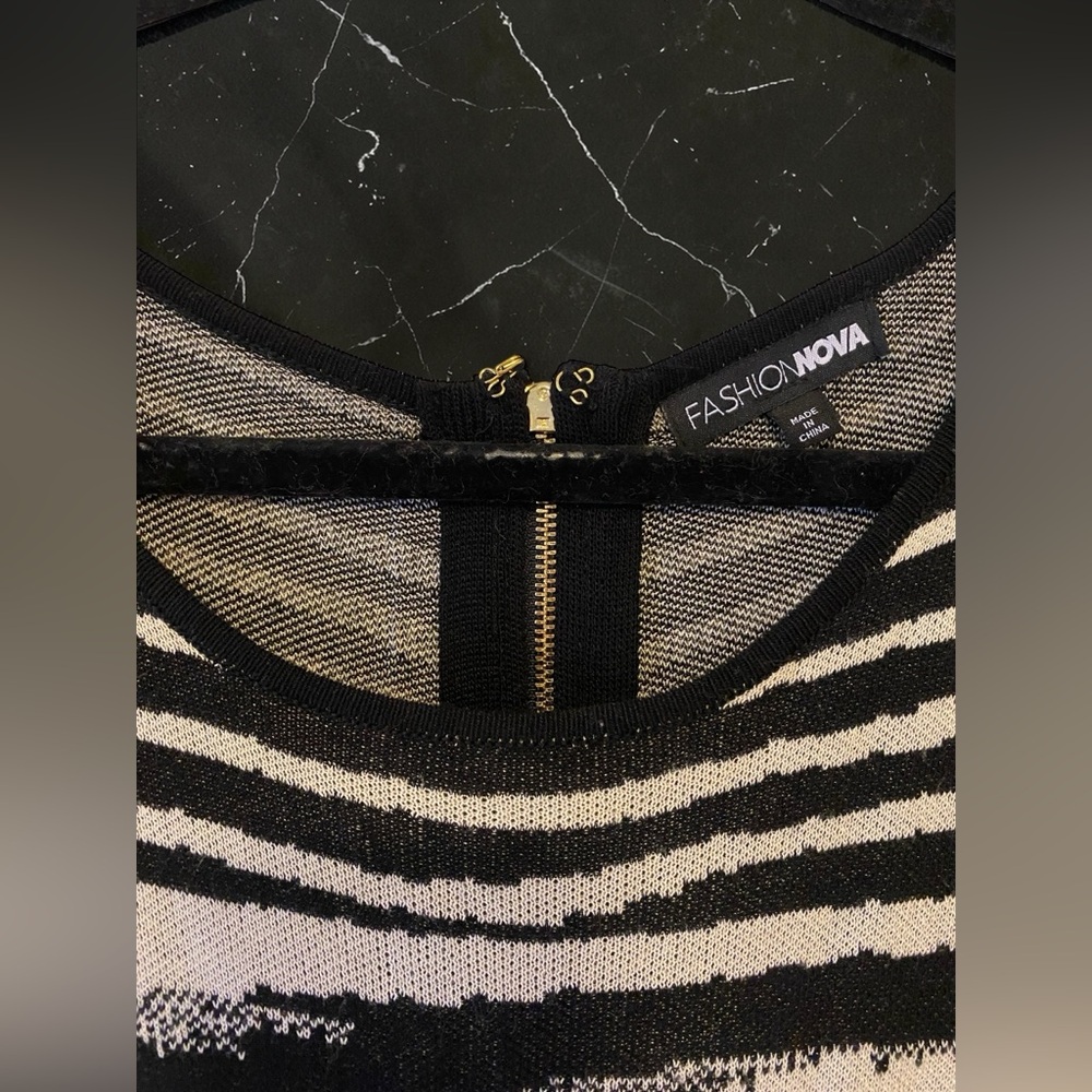 Fashion Nova Black and Cream Swirl Dress - Picture 9 of 15